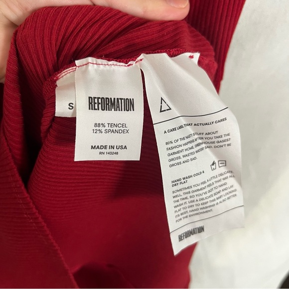 Reformation Cardinal Red Ribbed Mini Dress Small - Picture 9 of 10